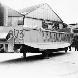 A newly completed LCA (assault landing craft) ready for launching, 1942