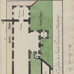 Plan de l'église du monastère des Célestins Saint-Pierre-en-Chastres (…)