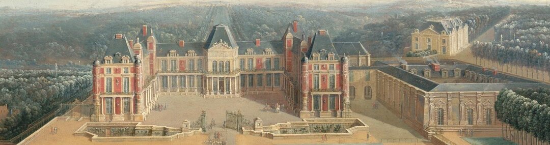 Le château de Meudon du côté de l'entrée, par Pierre-Denis Martin, 1723. Musée de Versailles. Pierre-Denis Martin — Château de Versailles, collections nationales françaises.