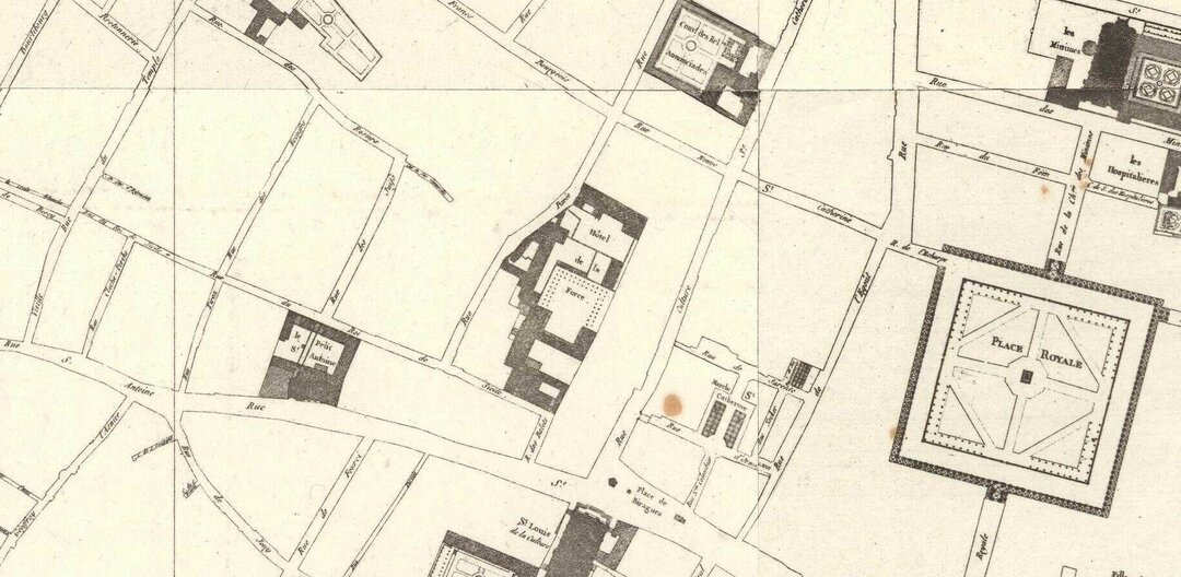 Hôtel (prison) de La Force - extrait de l'Atlas Verniquet 