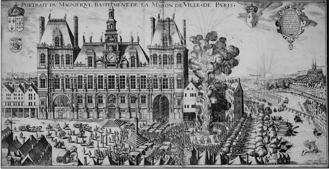 L'ancien Hôtel de Ville et place de Grève vers 1610, par Claude Chastillon