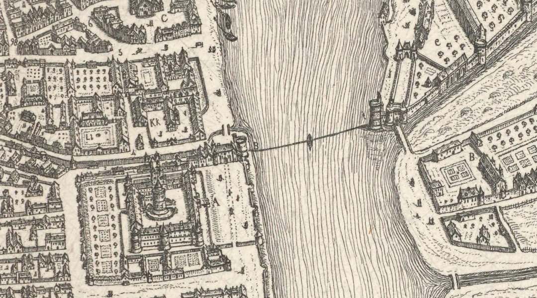 Le Louvre et la tour de Nesle détail de Paris en 1380 par Henri Legrand (1868)
