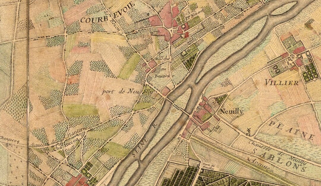 Extrait de Environs de Paris Jean Delagrive Ponts de Courbevoie et Neuilly