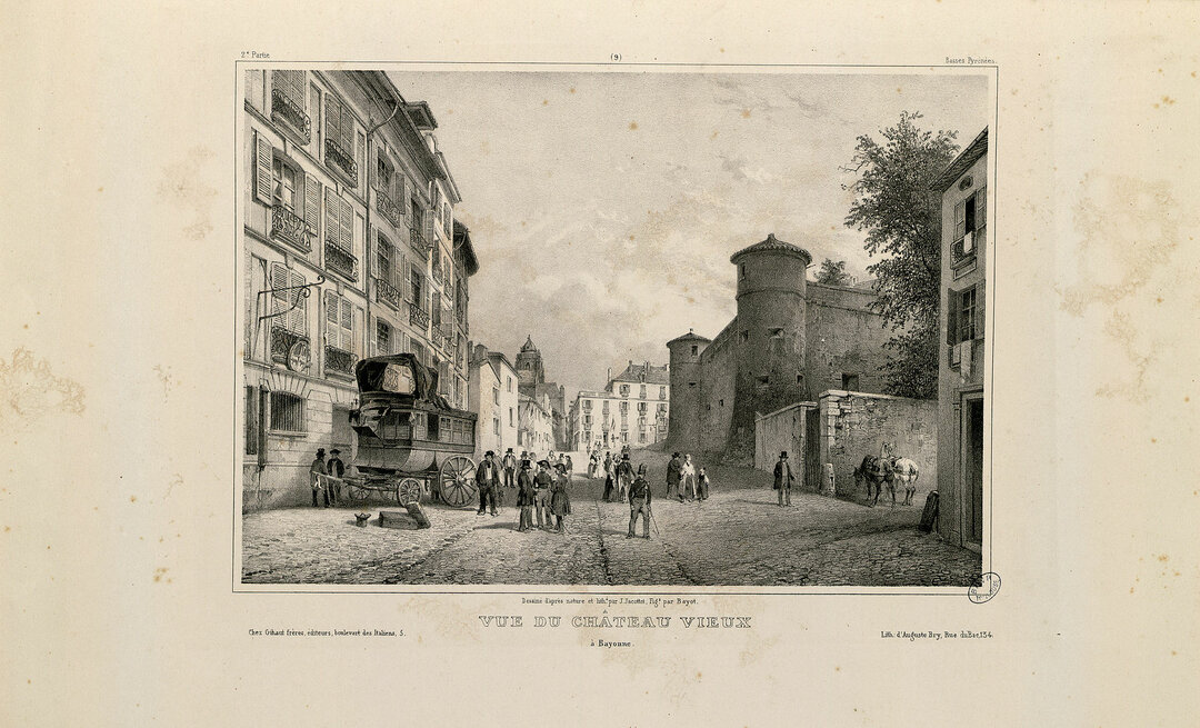 Vue du Château-Vieux à Bayonne (entre 1841-1842) Louis-Julien Jacottet 