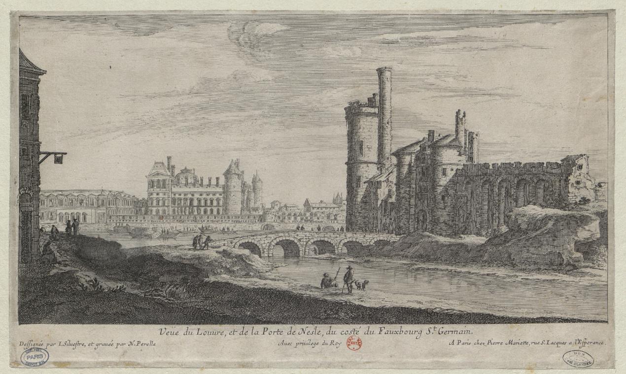 Vue du Louvre et de la porte et la tour de Nesle du côte du faubourg Saint-Germain Israël Sylvestre