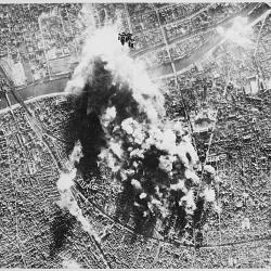 Photograph made from B-17 Flying Fortress of the 8th AAF Bomber Command on (…)