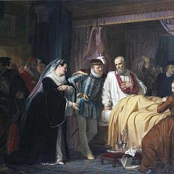 Charles IX et Catherine de Médicis s'enquérant de Coligny, après (…)
