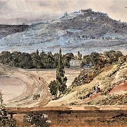 Vue de la terrasse du château de Bécon à Courbevoie - Aquarelle de James (…)