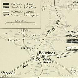 Plan de la bataille de Bouvines en juillet 1214