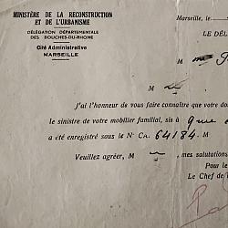 Attestation d'enregistrement du Dossier dommage de guerre de Colombe Frangy