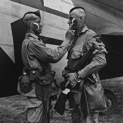 Filthy Thirteen member Clarence Ware applies war paint to Charles Plaudo, (…)