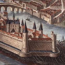 Détail du tableau : "Vue à vol d'oiseau de la ville de Melun au (…)