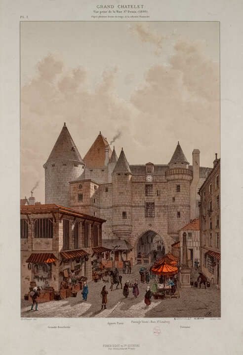 Grand Châtelet. Vue prise de la rue Saint-Denis. (1800.)