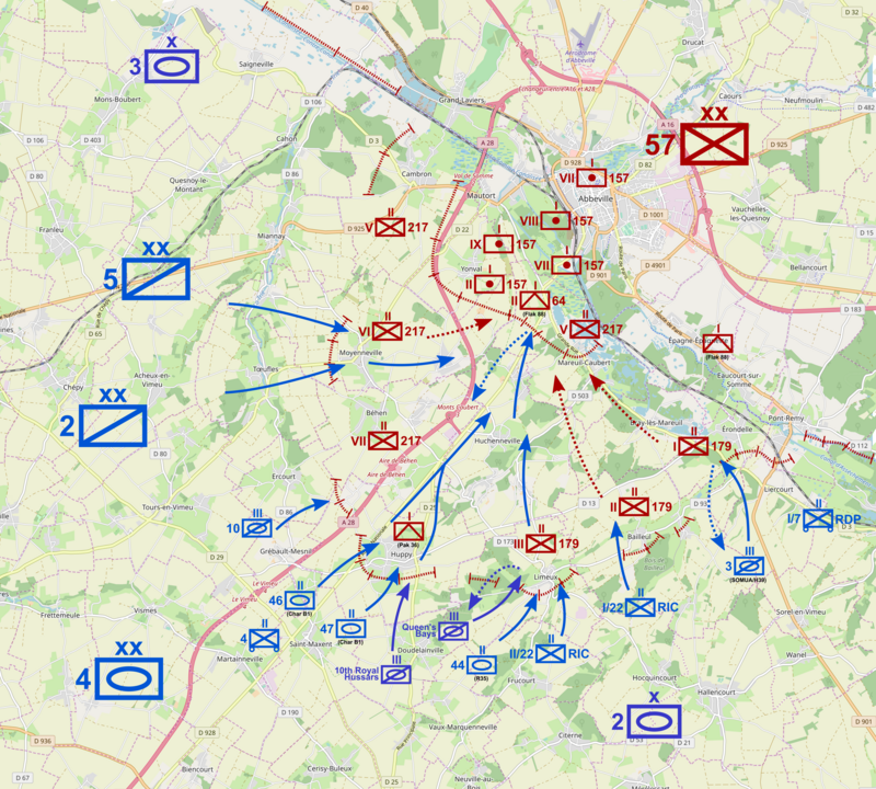 Carte de la bataille d'Abbeville 28 mai-4 juin 1940