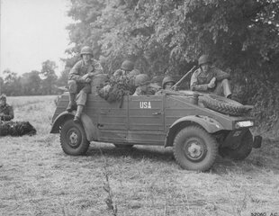 GI's in a Kübelwagen somewhere in France WWII