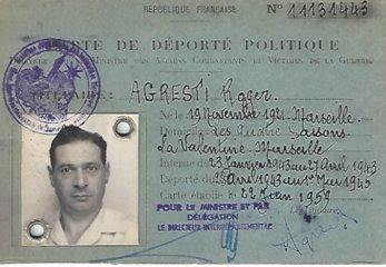 Roger Agresti - Carte de déporté politique