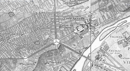 Carte des chasses du roi 1764-1807 (détail du rond-point de Courbevoie)