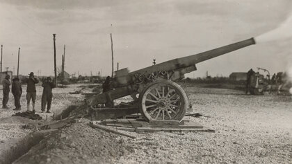 Un canon de 155 L modèle 1918 testé aux États-Unis en octobre 1918